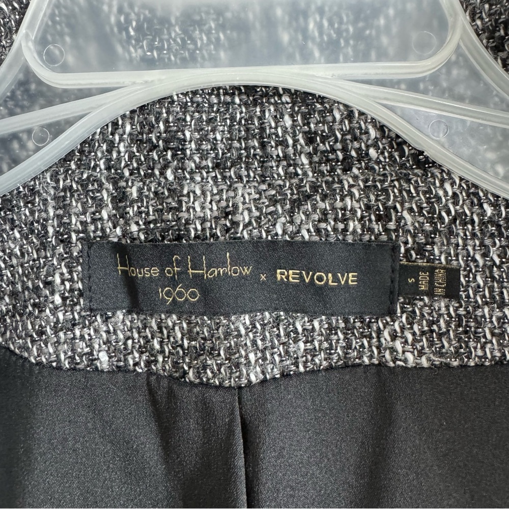 House of Harlow X Revolve Jacket Womens Small Black White Silver Blazer Holiday - Picture 2 of 16